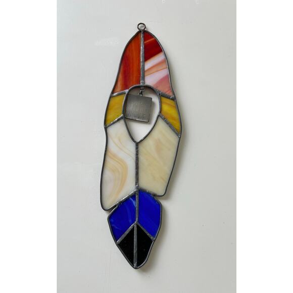 Stained Glass Feather Horse Charm Multicolored 10 inches - Picture 2 of 5